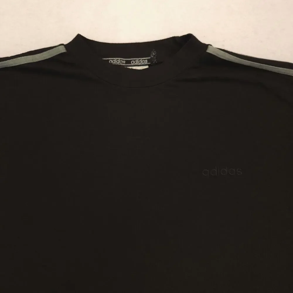 Adidas Crew Neck Short Sleeve Graphic T Shirt Mens Size Large L Black Gray